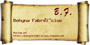 Behyna Fabrícius névjegykártya